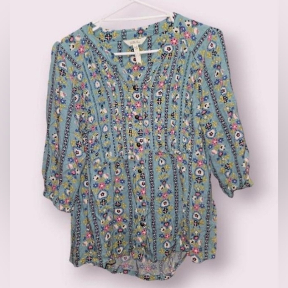 Women's Matilda Jane Blue Floral Blouse Size M
